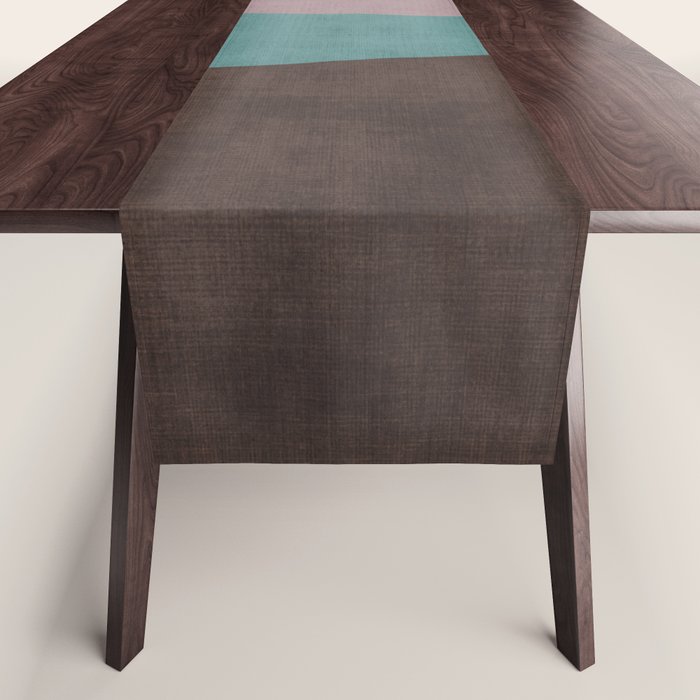 Modern Abstract Artwork Yellow Teal Pink Table Runner Gallery Image 1