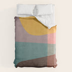 Modern Abstract Artwork Yellow Teal Pink Duvet Cover Gallery Image 6