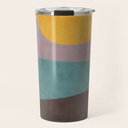 Modern Abstract Artwork Yellow Teal Pink Travel Mug Gallery Image 1