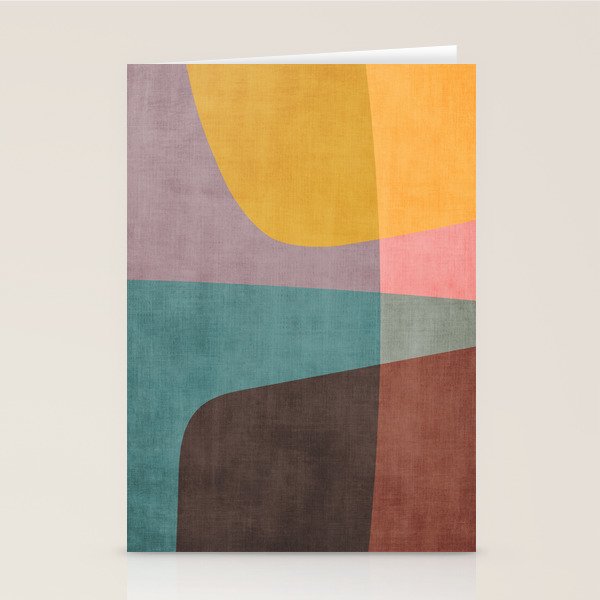 Modern Abstract Artwork Yellow Teal Pink Stationery Card Gallery Image 2