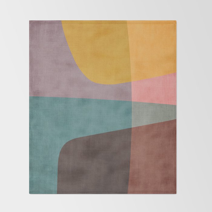 Modern Abstract Artwork Yellow Teal Pink Throw Blanket Gallery Image 2