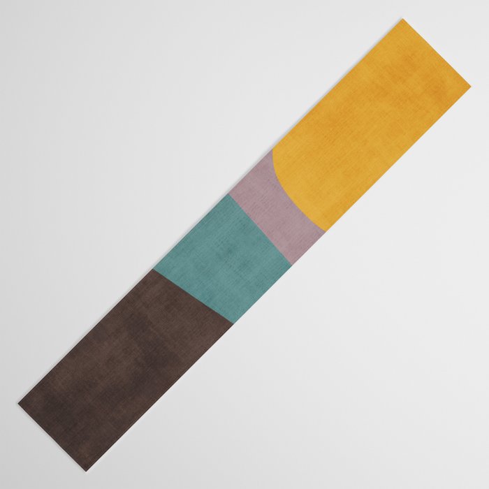 Modern Abstract Artwork Yellow Teal Pink Table Runner Gallery Image 3