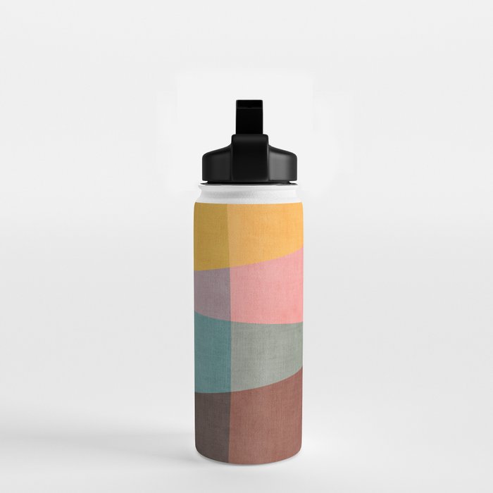 Modern Abstract Artwork Yellow Teal Pink Water Bottle Gallery Image 2