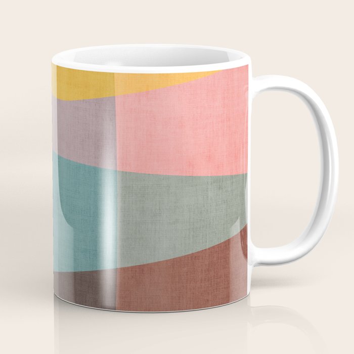 Modern Abstract Artwork Yellow Teal Pink Coffee Mug Gallery Image 1