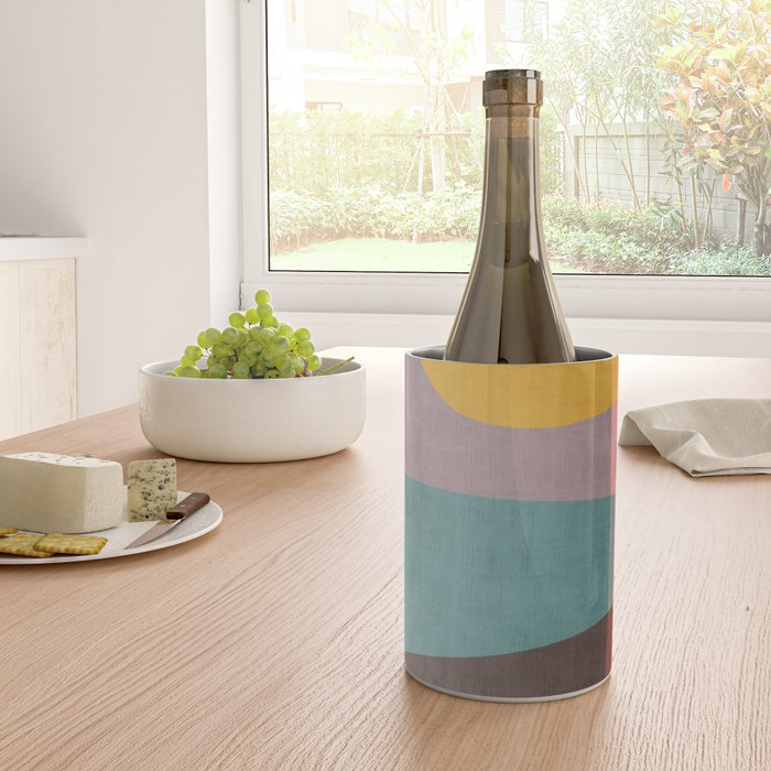 Modern Abstract Artwork Yellow Teal Pink Wine Chiller Gallery Image 4