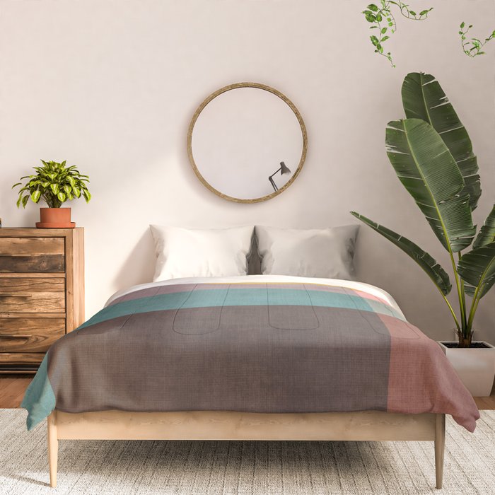 Modern Abstract Artwork Yellow Teal Pink Comforter Gallery Image 3