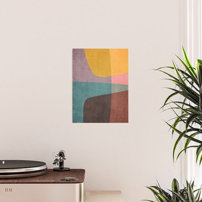 Modern Abstract Artwork Yellow Teal Pink Poster Gallery Image 2