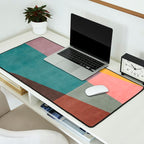 Modern Abstract Artwork Yellow Teal Pink Desk Mat Gallery Image 2