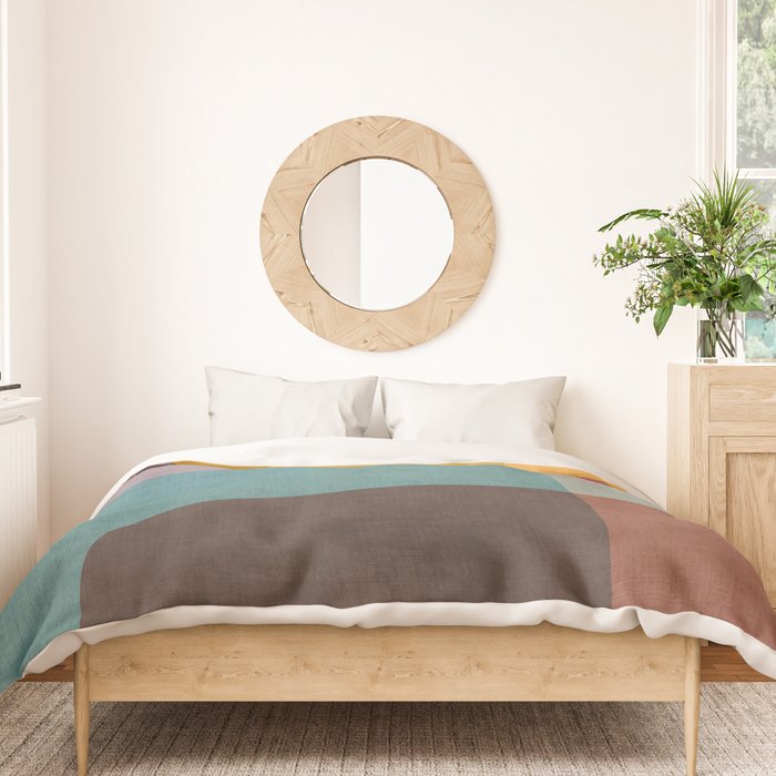 Modern Abstract Artwork Yellow Teal Pink Duvet Cover Gallery Image 3