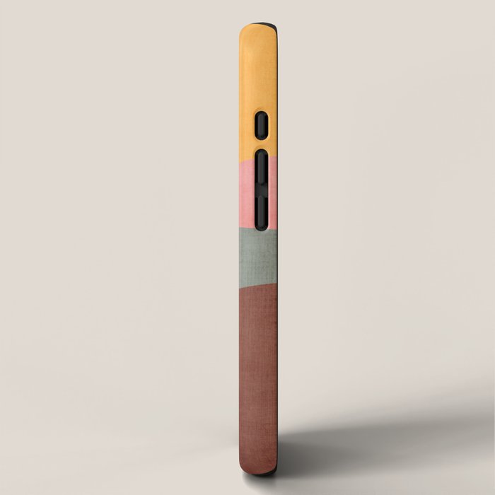 Modern Abstract Artwork Yellow Teal Pink iPhone Case Gallery Image 2