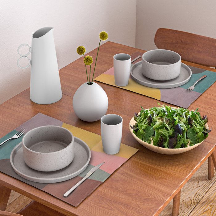 Modern Abstract Artwork Yellow Teal Pink Placemat Gallery Image 2