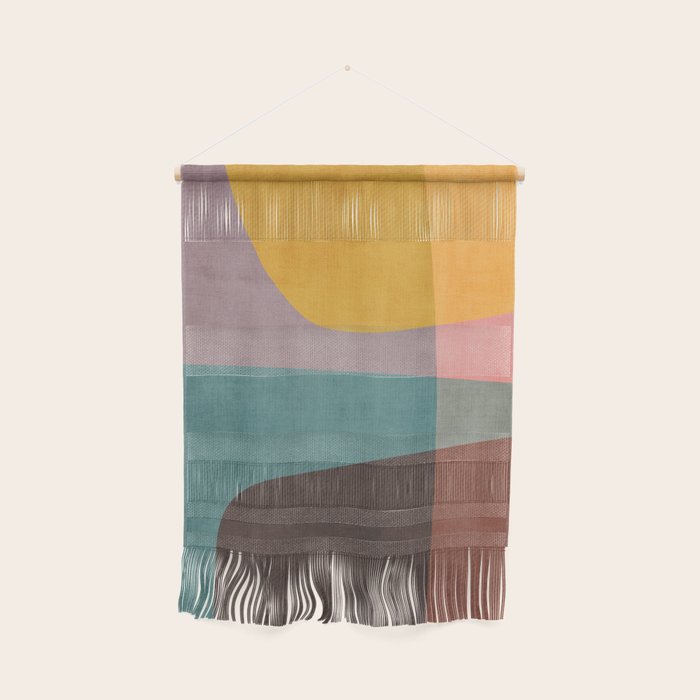 Modern Abstract Artwork Yellow Teal Pink Wall Hanging Gallery Image 1