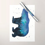 Forest Bear Silhouette Watercolor Galaxy Wrapping Paper Gallery Image 1