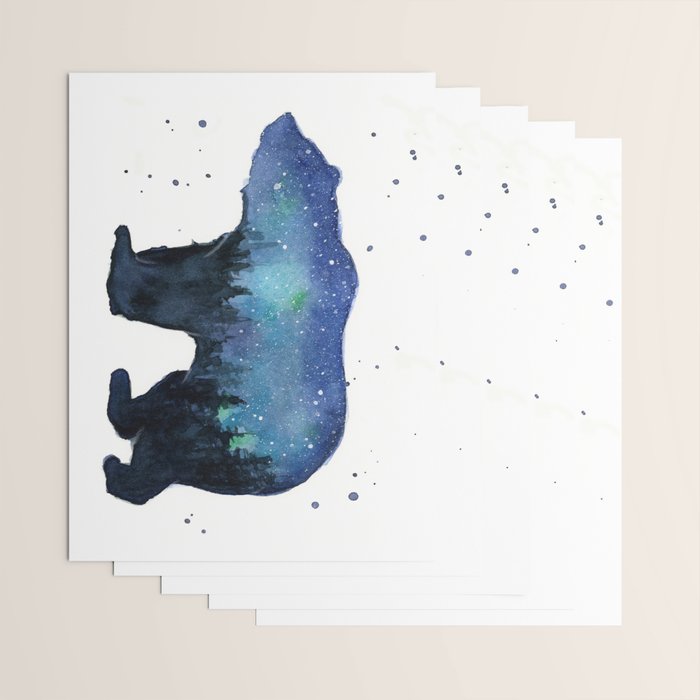 Forest Bear Silhouette Watercolor Galaxy Wrapping Paper Gallery Image 3