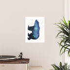 Forest Bear Silhouette Watercolor Galaxy Poster Gallery Image 2