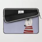 Portrait of a greyhound dog with a monocle Laptop Sleeve Gallery Image 2