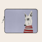 Portrait of a greyhound dog with a monocle Laptop Sleeve Gallery Image 1