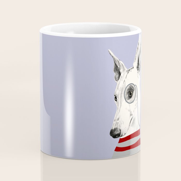 Portrait of a greyhound dog with a monocle Coffee Mug Gallery Image 4