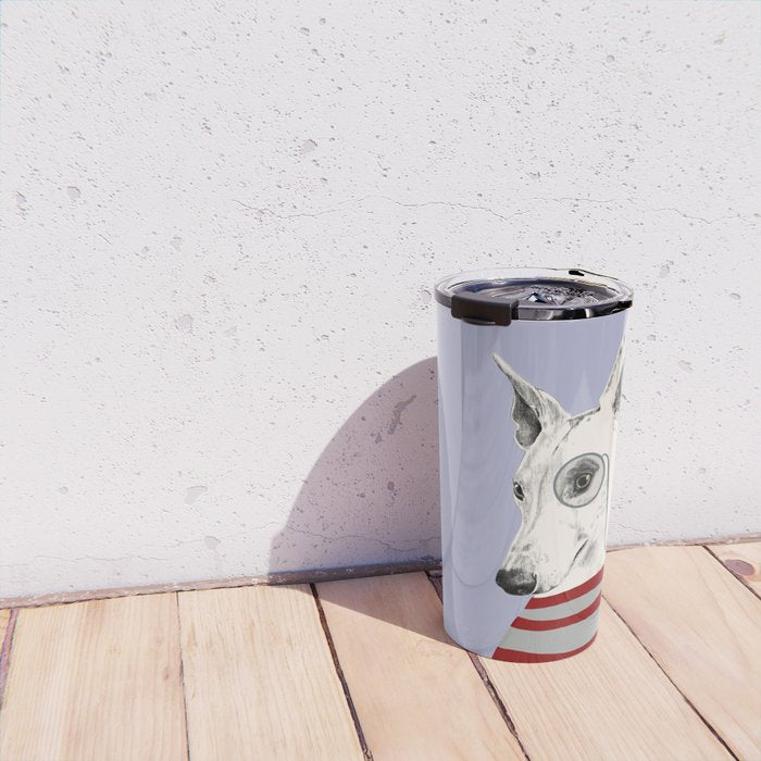 Portrait of a greyhound dog with a monocle Travel Mug Gallery Image 4