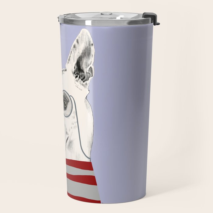 Portrait of a greyhound dog with a monocle Travel Mug Gallery Image 2