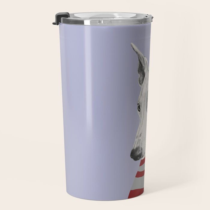 Portrait of a greyhound dog with a monocle Travel Mug Gallery Image 3