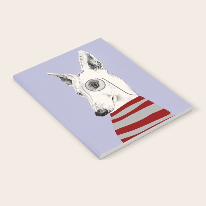 Portrait of a greyhound dog with a monocle Notebook