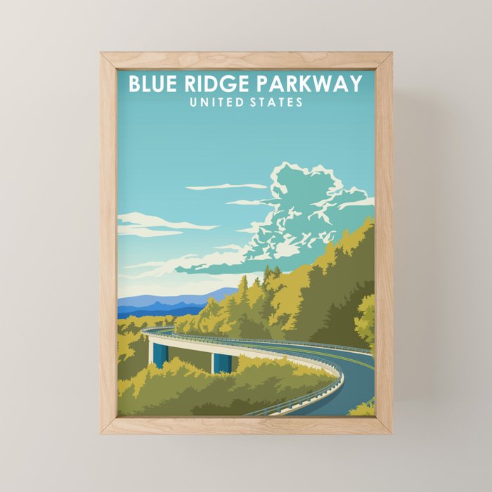 Blue Ridge Parkway United States road trip Travel Poster Mini Art Print Gallery Image 1