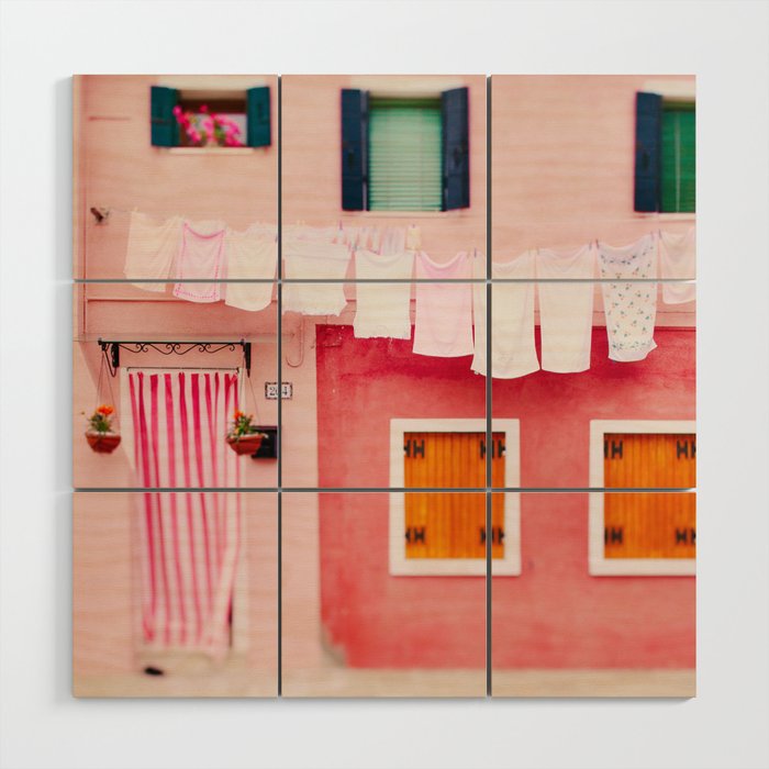 Laundry Day in Burano Italy Wood Wall Art Gallery Image 1