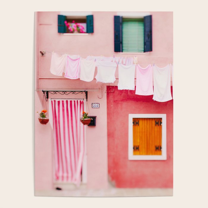 Laundry Day In Burano Italy Poster