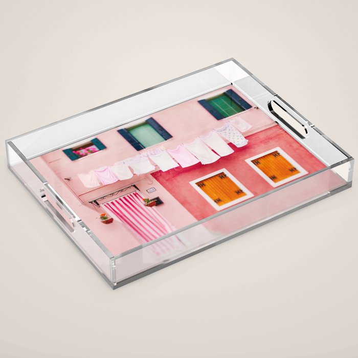 Laundry Day in Burano Italy Acrylic Tray Gallery Image 1