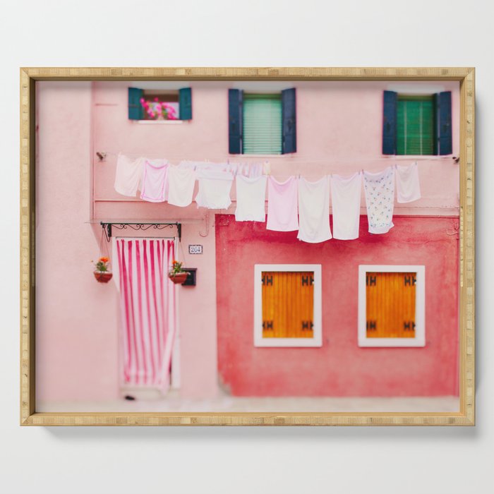 Laundry Day in Burano Italy Serving Tray Gallery Image 1
