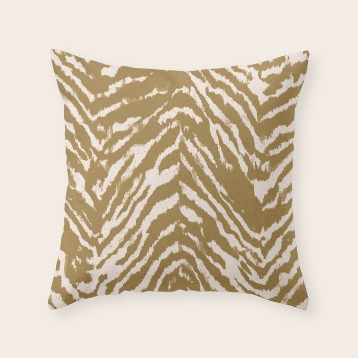 Neutral Zebra Pattern Beige and Cream Throw Pillow Gallery Image 1