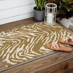 Neutral Zebra Pattern Beige and Cream Outdoor Rug Gallery Image 2
