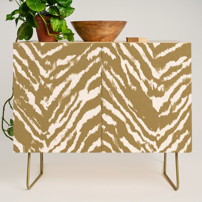Neutral Zebra Pattern Beige and Cream Credenza Gallery Image 1