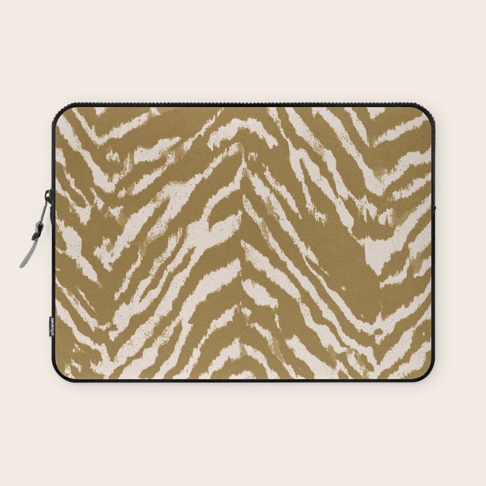 Neutral Zebra Pattern Beige and Cream Laptop Sleeve Gallery Image 1