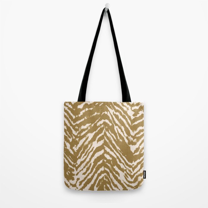 Neutral Zebra Pattern Beige and Cream Tote Bag Gallery Image 2