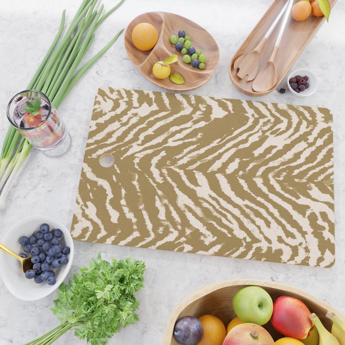 Neutral Zebra Pattern Beige and Cream Cutting Board Gallery Image 2