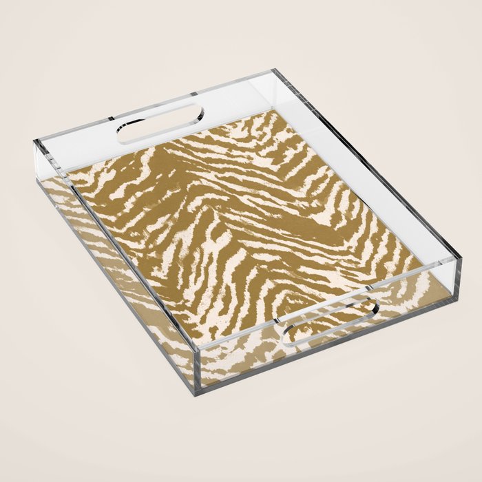 Neutral Zebra Pattern Beige and Cream Acrylic Tray Gallery Image 1