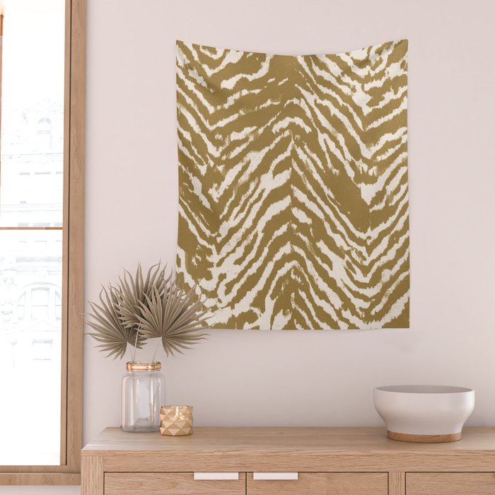Neutral Zebra Pattern Beige and Cream Wall Tapestry Gallery Image 2