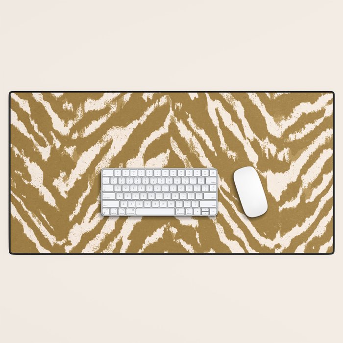 Neutral Zebra Pattern Beige and Cream Desk Mat Gallery Image 1