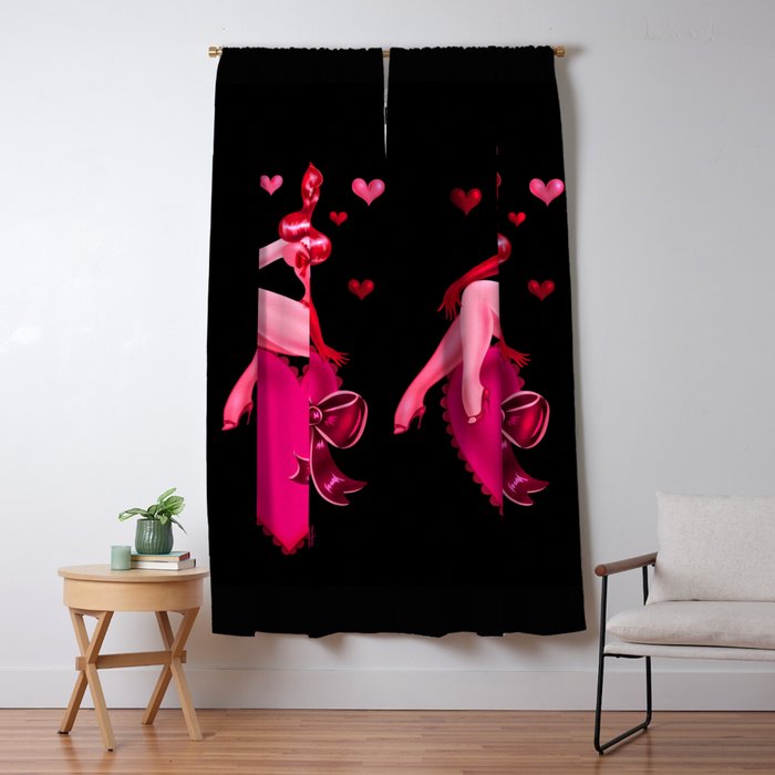 Retro Valentine Redhead Pinup Doll on a Big Heart Window Curtain Gallery Image 5