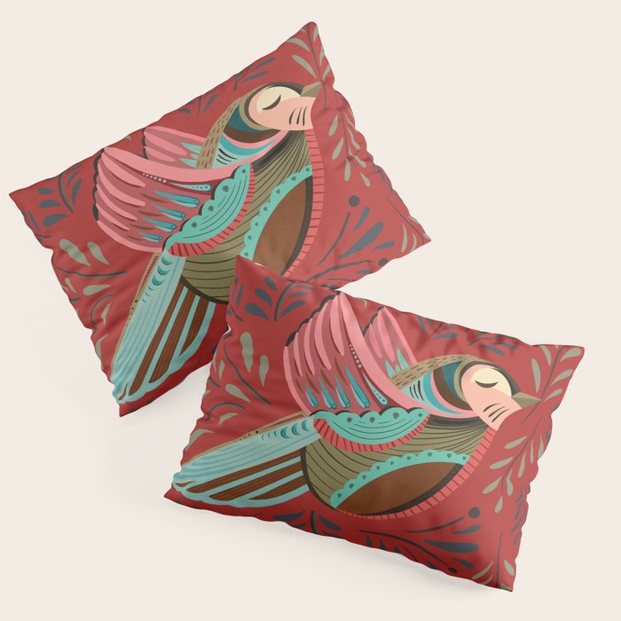 Peace Bird - Red Pillow Sham Gallery Image 3