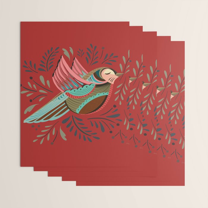 Peace Bird - Red Wrapping Paper Gallery Image 3