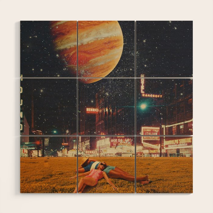 a postcard from year 2349 Wood Wall Art Gallery Image 1