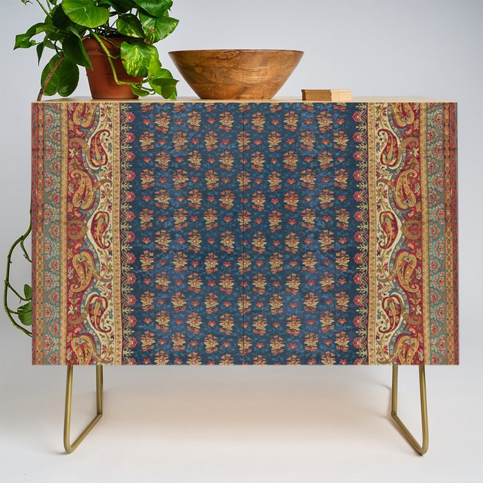 Antique English Axminster Carpet Print Credenza Gallery Image 1