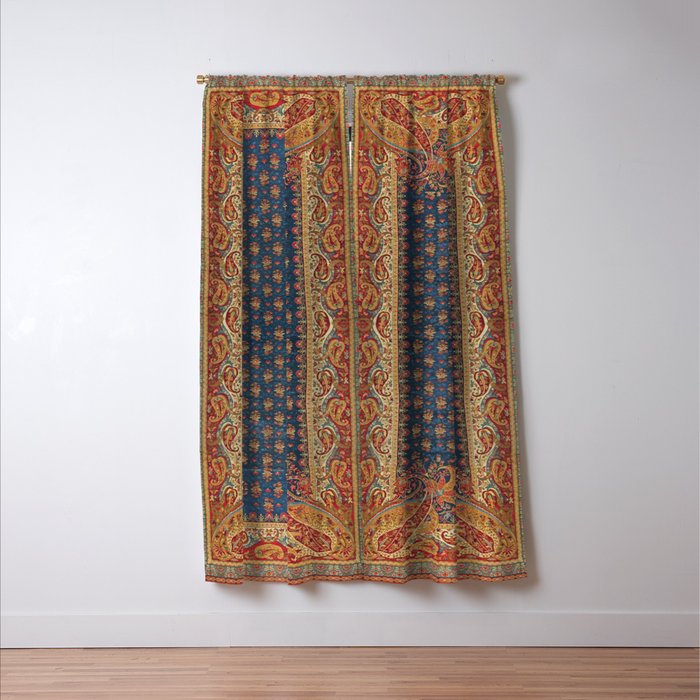 Antique English Axminster Carpet Print Window Curtain Gallery Image 3