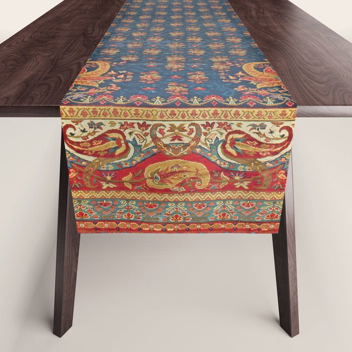 Antique English Axminster Carpet Print Table Runner Gallery Image 1