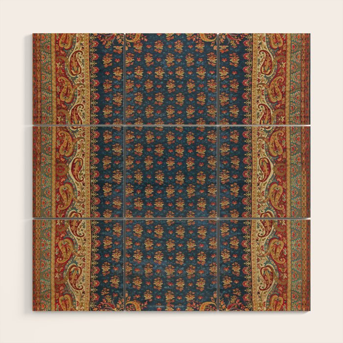 Antique English Axminster Carpet Print Wood Wall Art Gallery Image 1