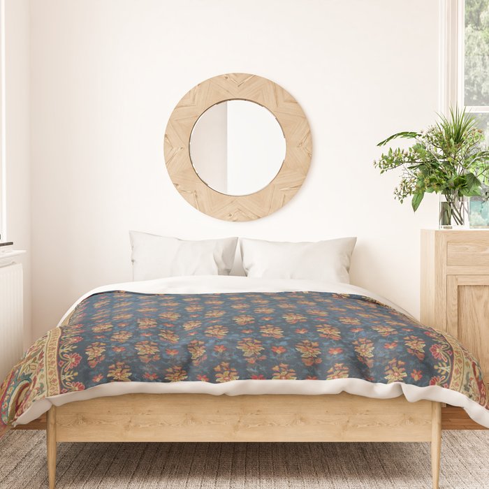Antique English Axminster Carpet Print Duvet Cover Gallery Image 3