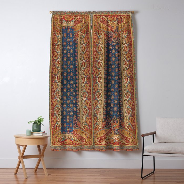 Antique English Axminster Carpet Print Window Curtain Gallery Image 5